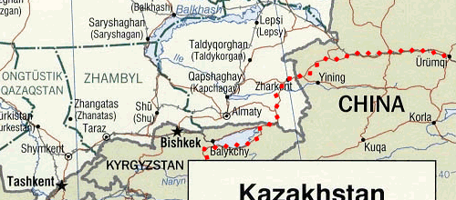 Route through Kazakhstan