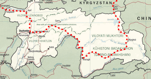 Route through Tajikistan Route through Tajikistan